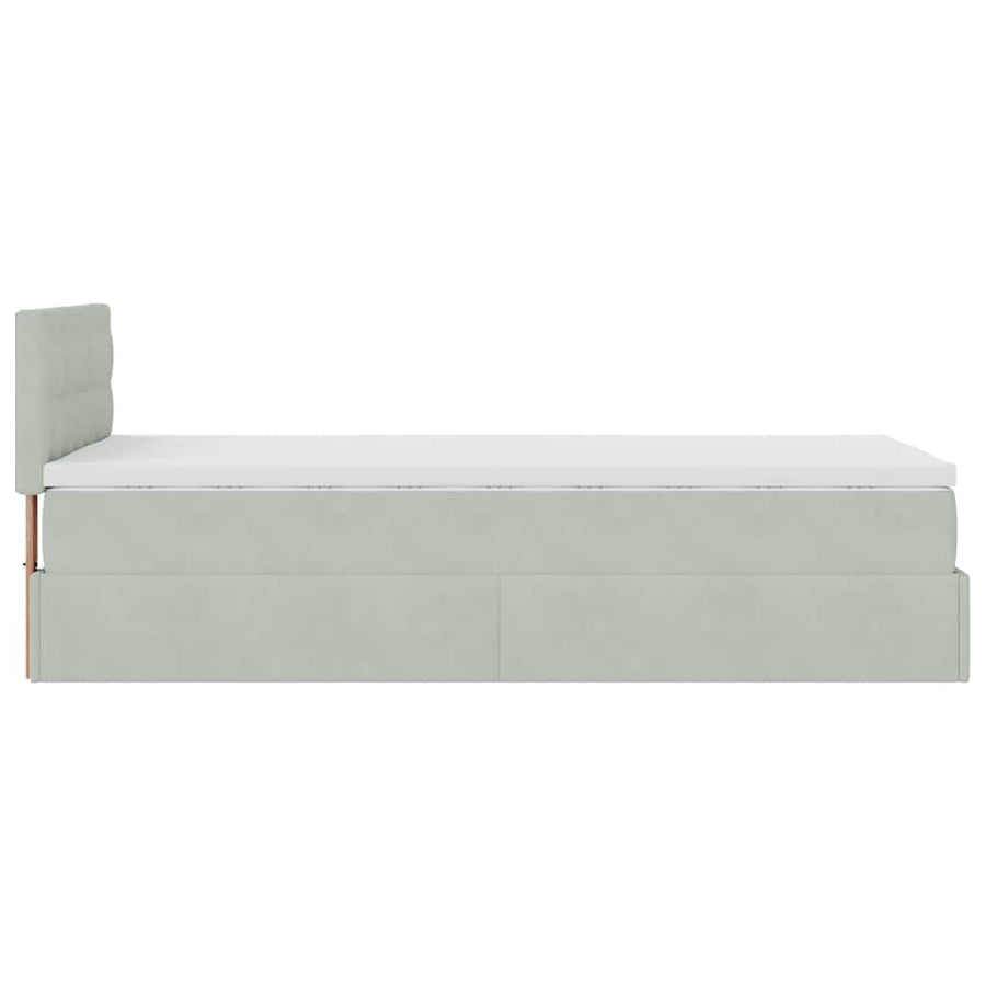 Ottoman bed met matras en LED's 80x200cm fluweel lichtgrijs