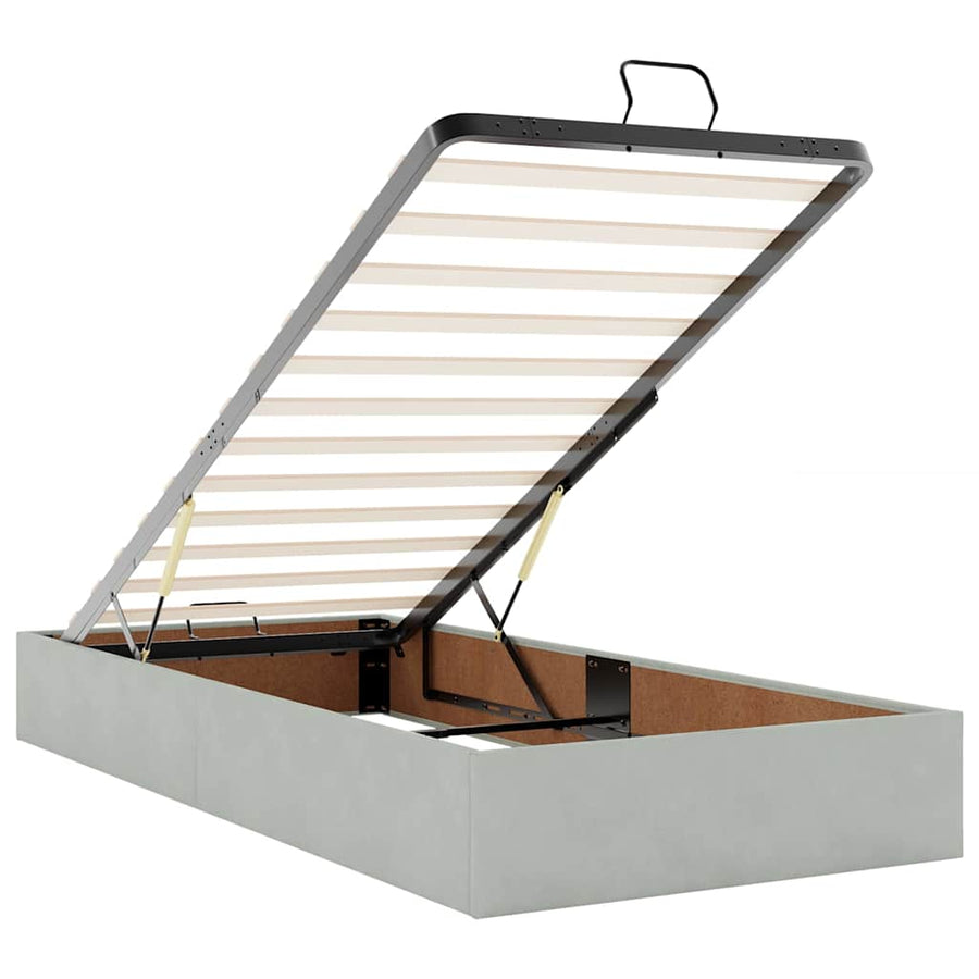 Ottoman bed met matras en LED's 80x200cm fluweel lichtgrijs