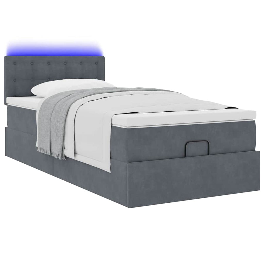 Ottoman bed met matras en LED's 80x200cm fluweel donkergrijs