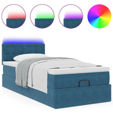 Ottoman bed met matras en LED's 80x200cm fluweel donkerblauw