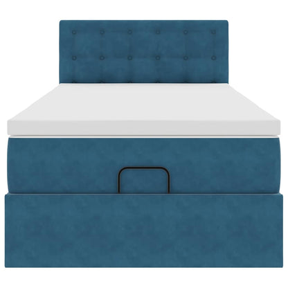 Ottoman bed met matras en LED's 80x200cm fluweel donkerblauw