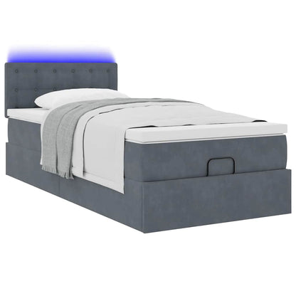 Ottoman bed met matras en LED's 90x190cm fluweel donkergrijs