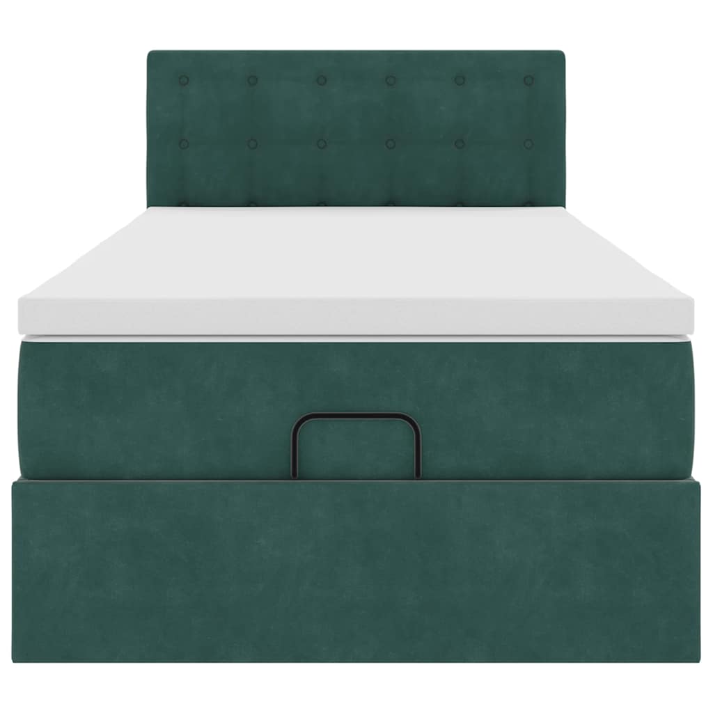Ottoman bed met matras en LED's 90x190cm fluweel donkergroen