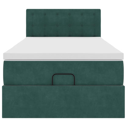 Ottoman bed met matras en LED's 90x190cm fluweel donkergroen