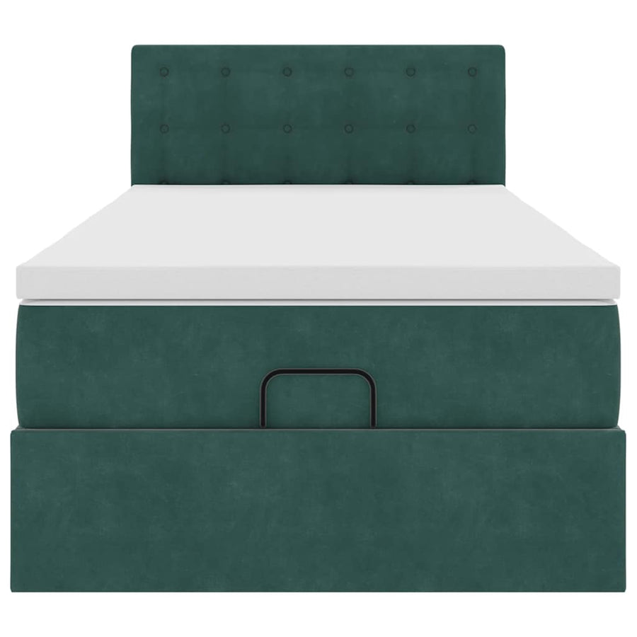 Ottoman bed met matras en LED's 90x190cm fluweel donkergroen