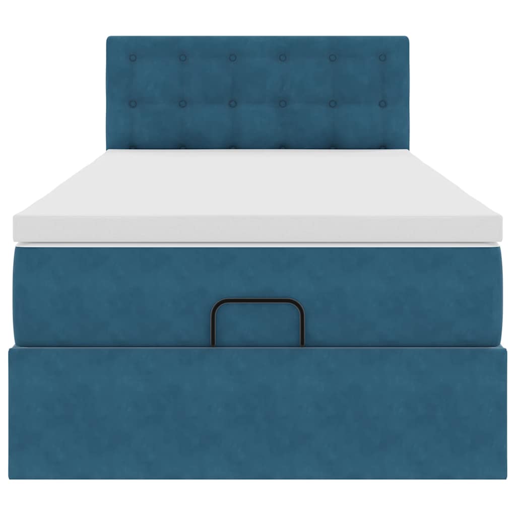 Ottoman bed met matras en LED's 90x190cm fluweel donkerblauw