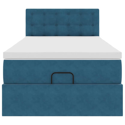 Ottoman bed met matras en LED's 90x190cm fluweel donkerblauw