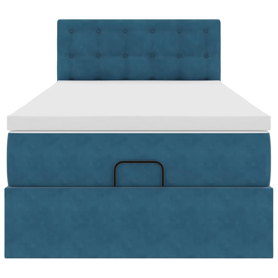 Ottoman bed met matras en LED's 90x190cm fluweel donkerblauw