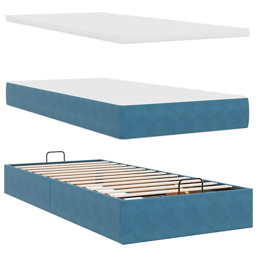 Ottoman bed met matras en LED's 90x190cm fluweel donkerblauw