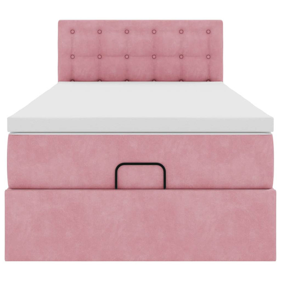 Ottoman bed met matras en LED's 90x190cm fluweel roze