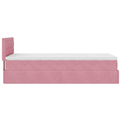 Ottoman bed met matras en LED's 90x190cm fluweel roze