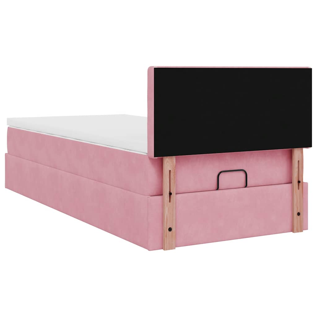 Ottoman bed met matras en LED's 90x190cm fluweel roze