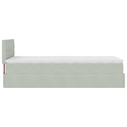 Ottoman bed met matras en LED's 90x200cm fluweel lichtgrijs