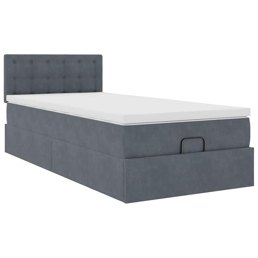 Ottoman bed met matras en LED's 90x200cm fluweel donkergrijs