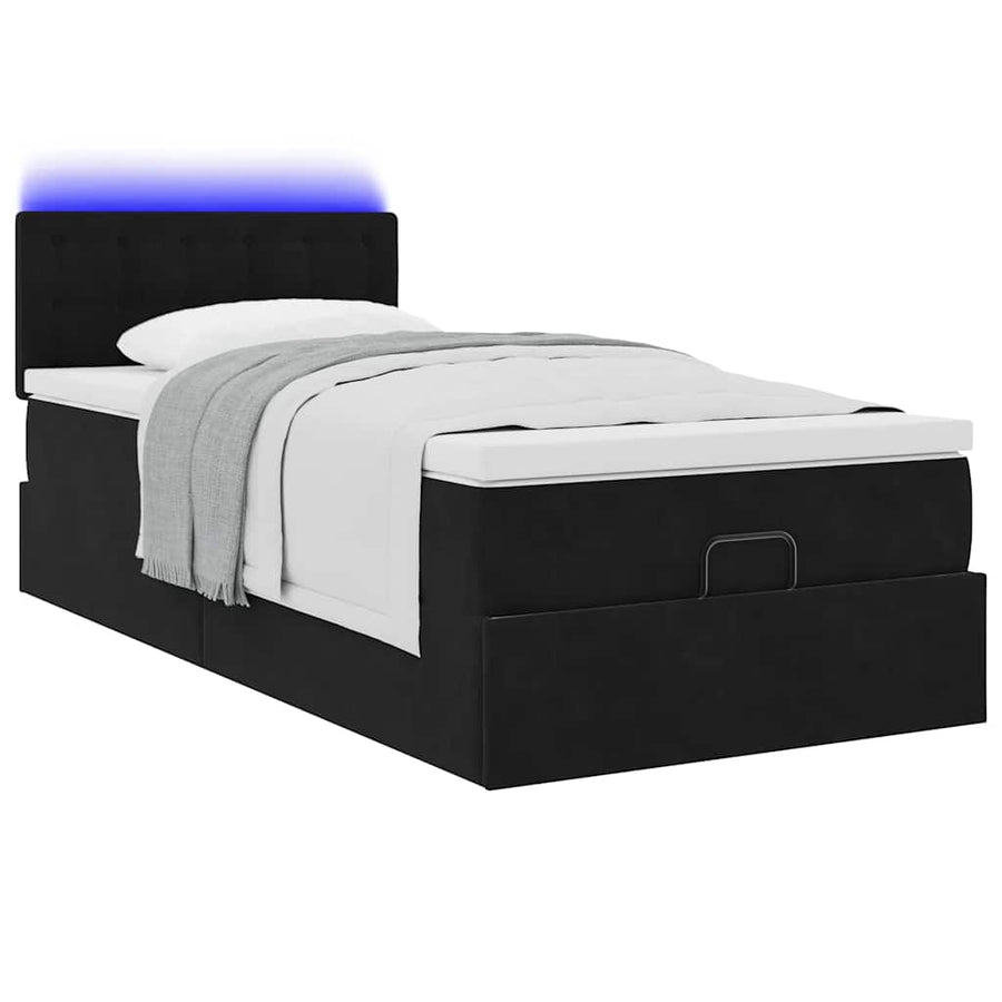 Ottoman bed met matras en LED's 90x200cm fluweel zwart