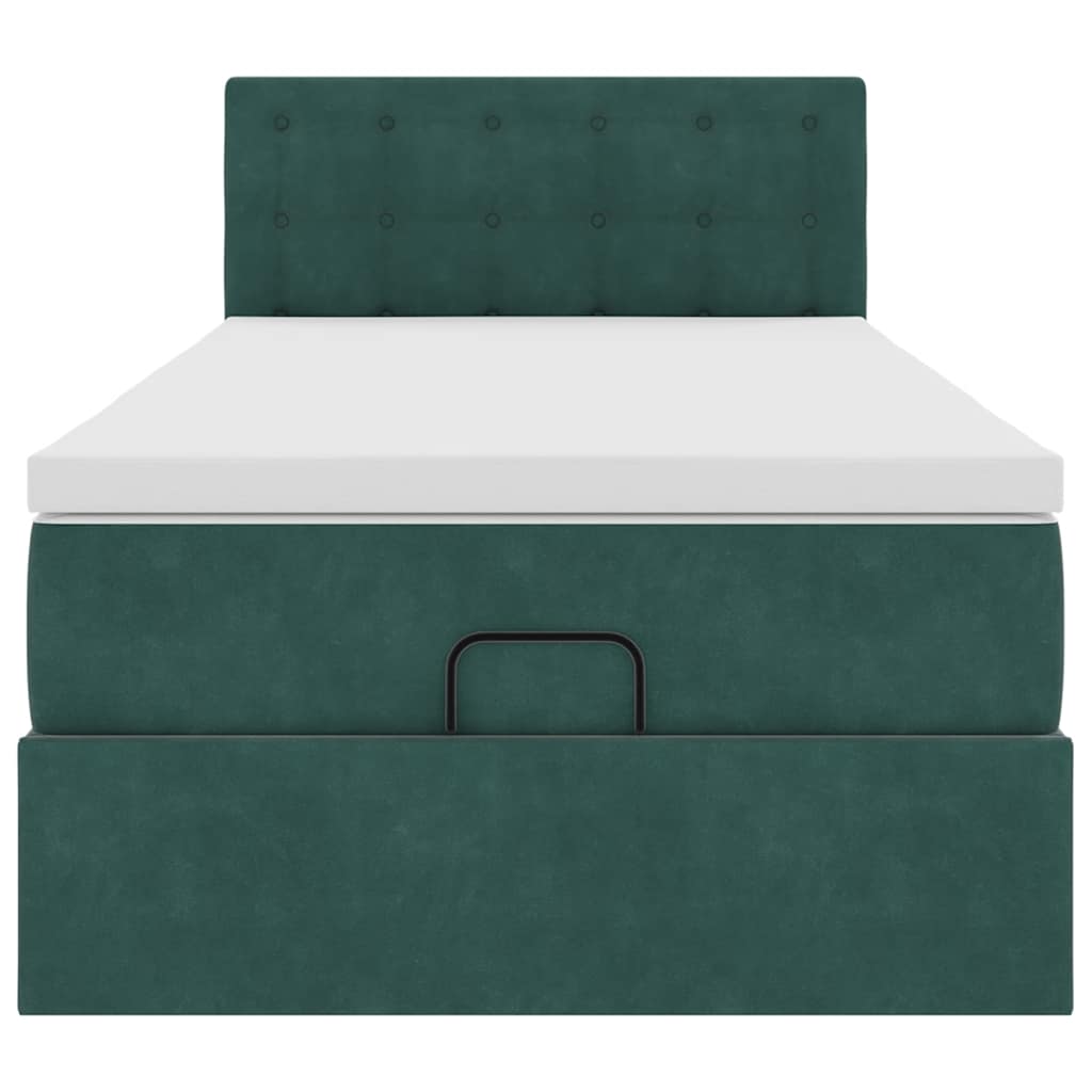 Ottoman bed met matras en LED's 90x200cm fluweel donkergroen