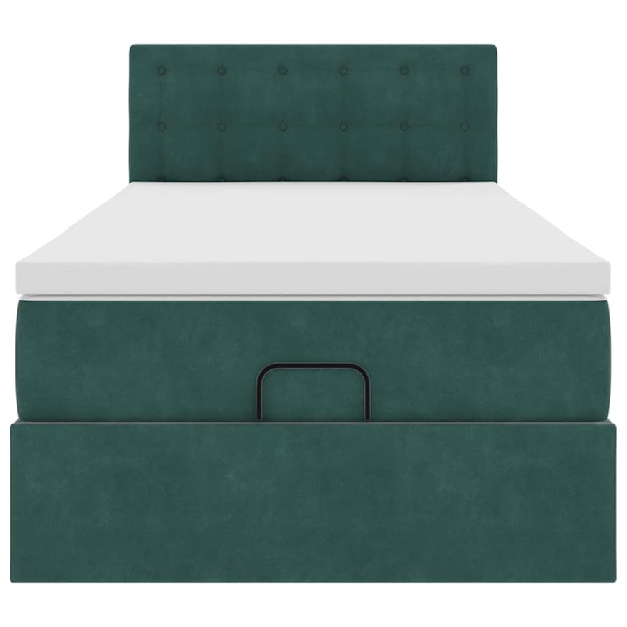 Ottoman bed met matras en LED's 90x200cm fluweel donkergroen