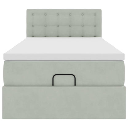 Ottoman bed met matras en LED's 100x200 cm fluweel lichtgrijs