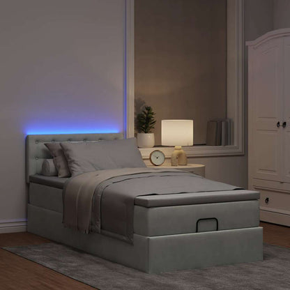Ottoman bed met matras en LED's 100x200 cm fluweel lichtgrijs