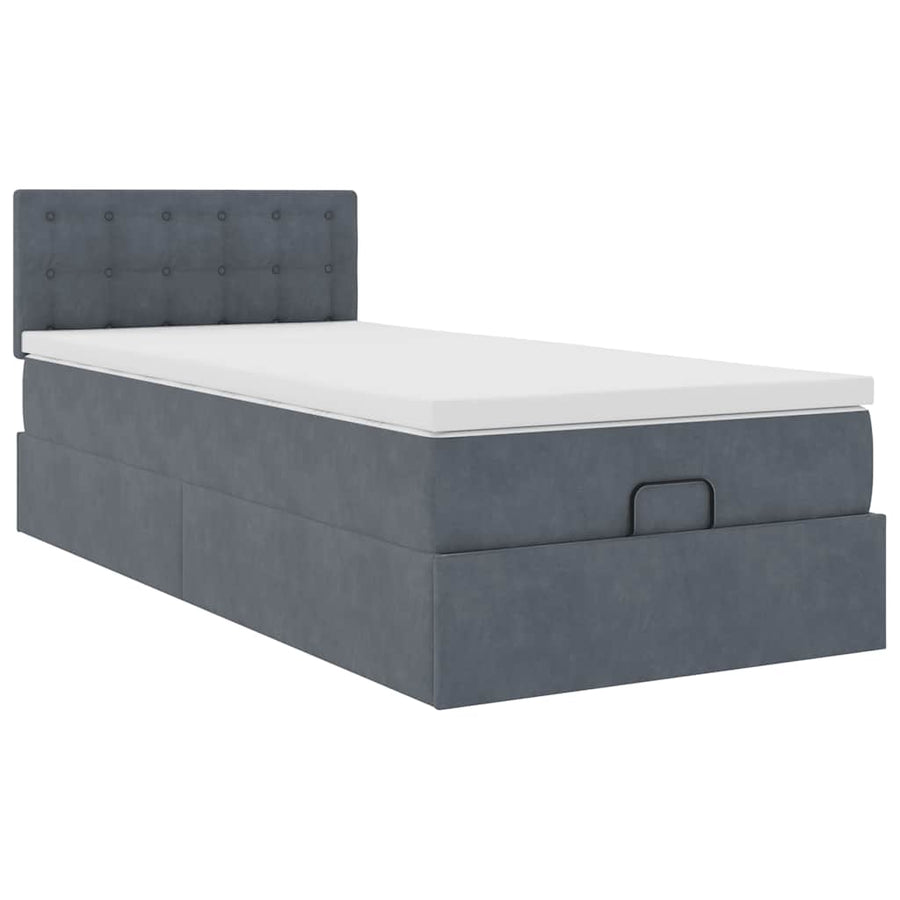 Ottoman bed met matras en LED's 100x200 cm fluweel donkergrijs