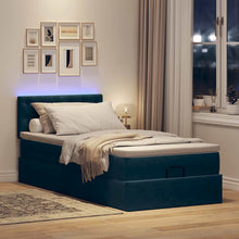 Ottoman bed met matras en LED's 100x200 cm fluweel donkerblauw