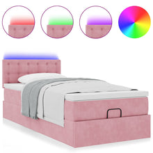 Ottoman bed met matras en LED's 100x200 cm fluweel roze
