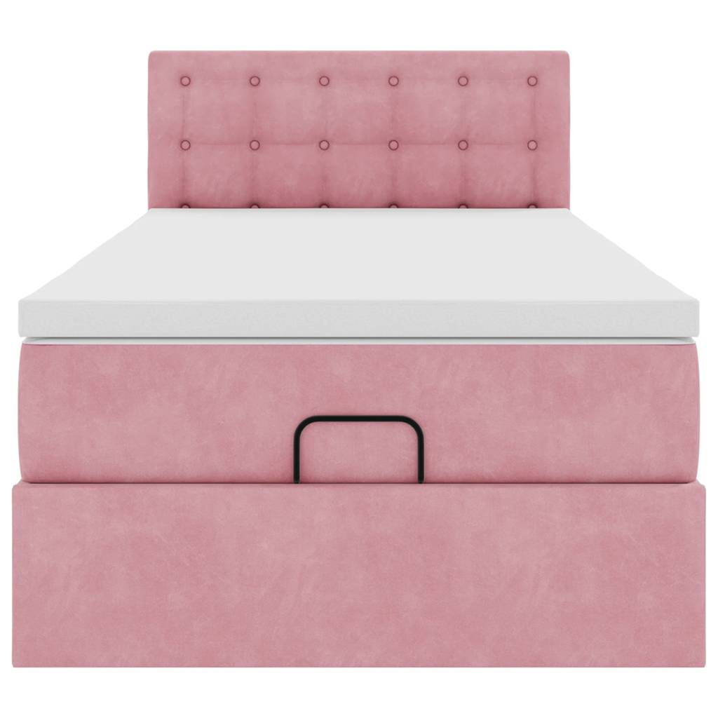 Ottoman bed met matras en LED's 100x200 cm fluweel roze