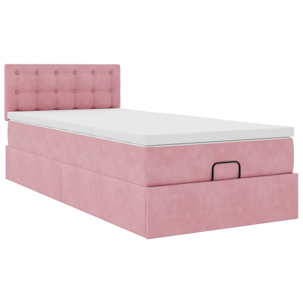 Ottoman bed met matras en LED's 100x200 cm fluweel roze