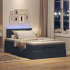 Bed pouffe with mattress and LEDs 120x190 cm velvet dark grey