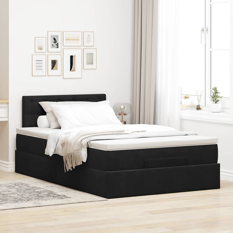 Ottoman bed met matras en LED's 120x190 cm fluweel zwart