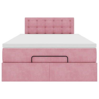 Ottoman bed met matras en LED's 120x190 cm fluweel roze