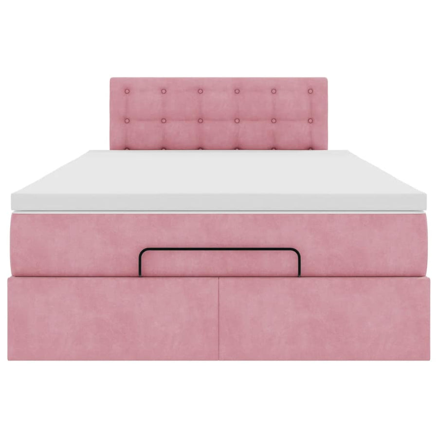 Ottoman bed met matras en LED's 120x190 cm fluweel roze