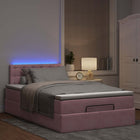 Bed ottoman with mattress and LEDs 120x190 cm velvet pink