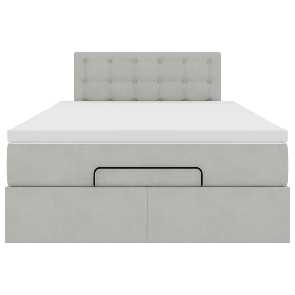 Ottoman bed met matras en LED's 120x200 cm fluweel lichtgrijs