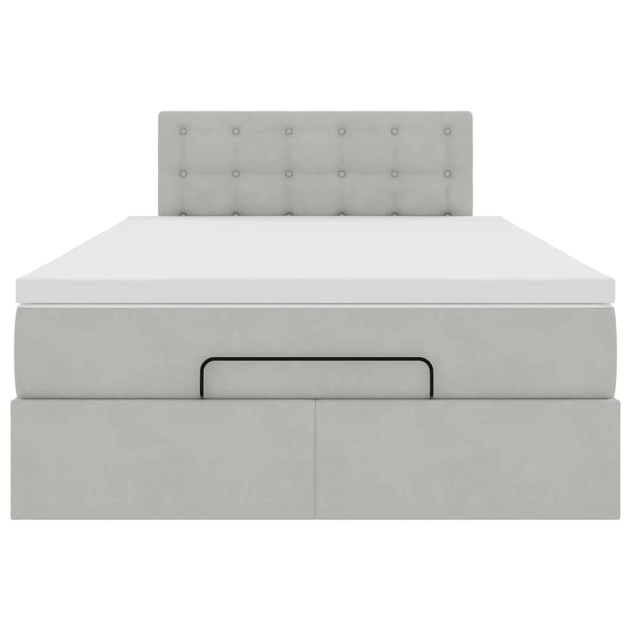 Ottoman bed met matras en LED's 120x200 cm fluweel lichtgrijs