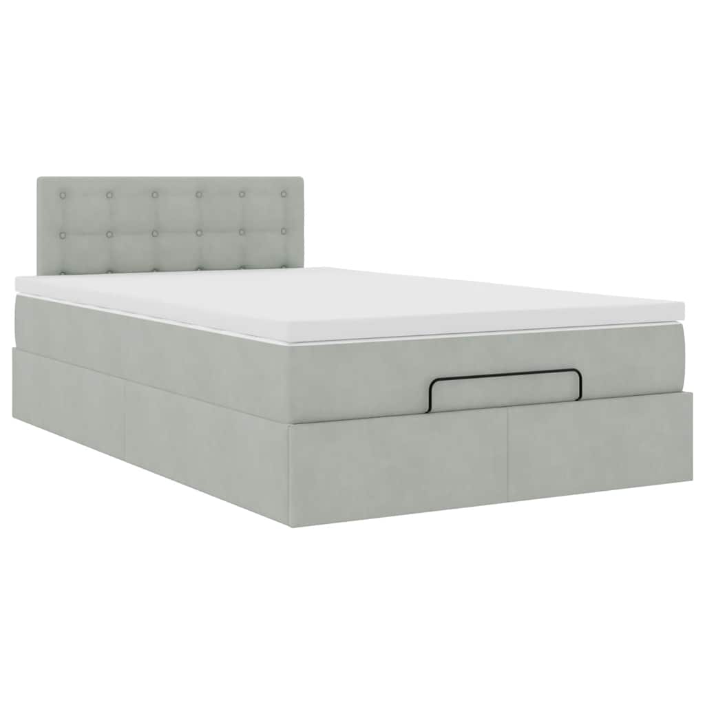 Ottoman bed met matras en LED's 120x200 cm fluweel lichtgrijs