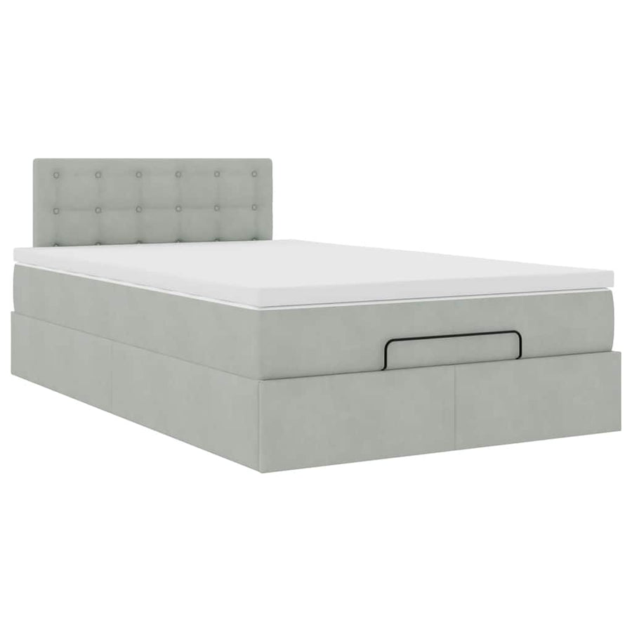 Ottoman bed met matras en LED's 120x200 cm fluweel lichtgrijs