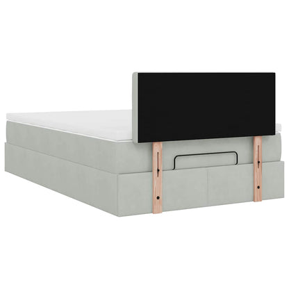 Ottoman bed met matras en LED's 120x200 cm fluweel lichtgrijs
