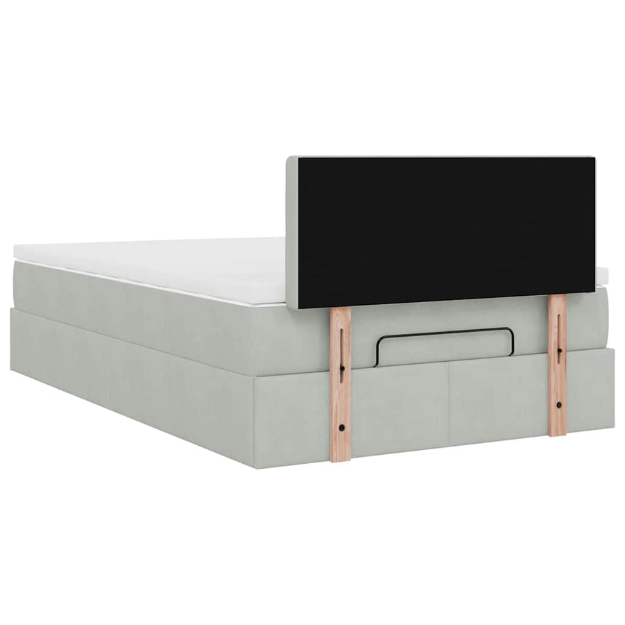 Ottoman bed met matras en LED's 120x200 cm fluweel lichtgrijs