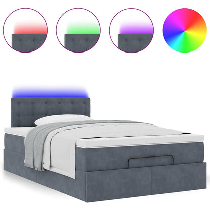 Ottoman bed met matras en LED's 120x200cm fluweel donkergrijs