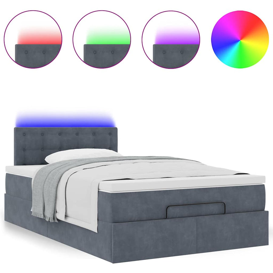 Ottoman bed met matras en LED's 120x200cm fluweel donkergrijs