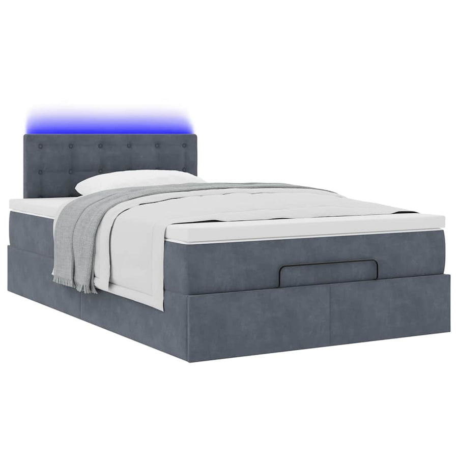 Ottoman bed met matras en LED's 120x200cm fluweel donkergrijs