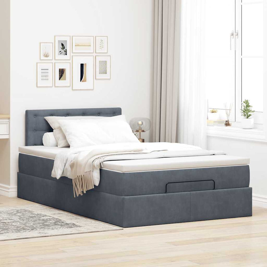 Ottoman bed met matras en LED's 120x200cm fluweel donkergrijs