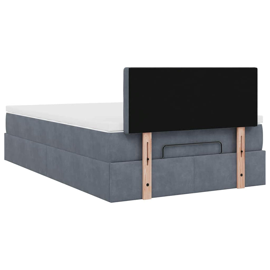 Ottoman bed met matras en LED's 120x200cm fluweel donkergrijs