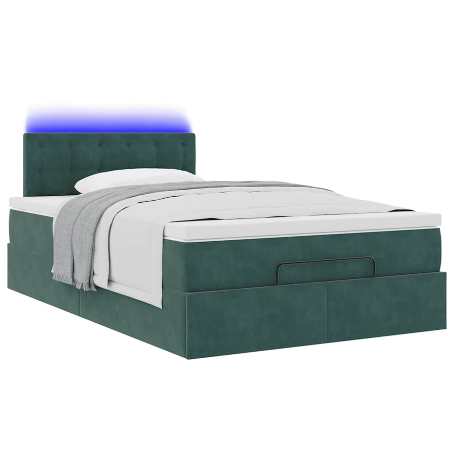 Ottoman bed met matras en LED's 120x200cm fluweel donkergroen