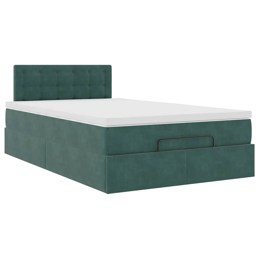 Ottoman bed met matras en LED's 120x200cm fluweel donkergroen