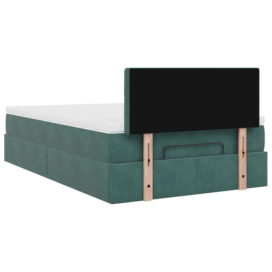 Ottoman bed met matras en LED's 120x200cm fluweel donkergroen