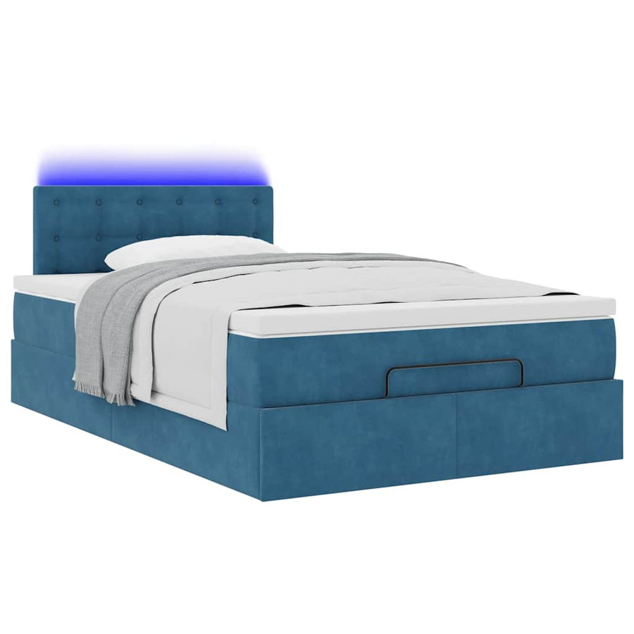 Ottoman bed met matras en LED's 120x200cm fluweel donkerblauw