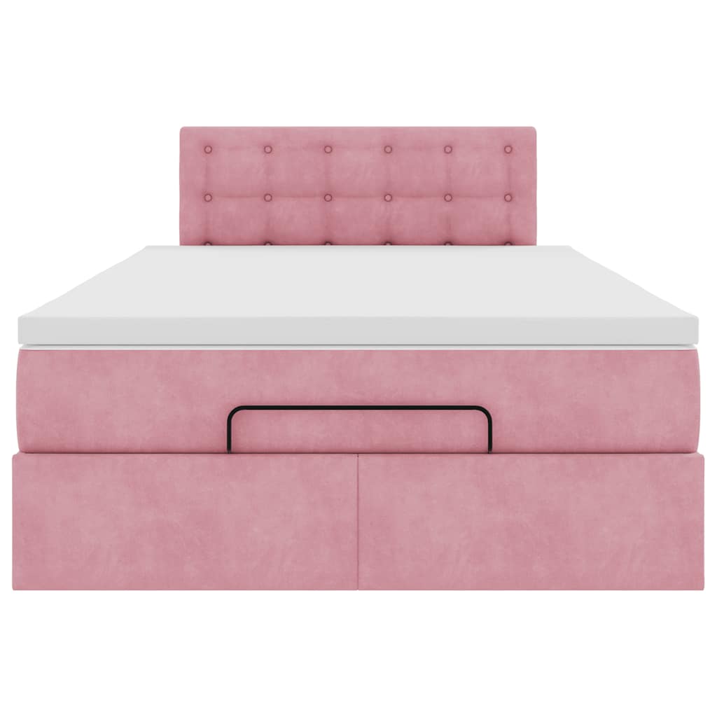 Ottoman bed met matras en LED's 120x200cm fluweel roze