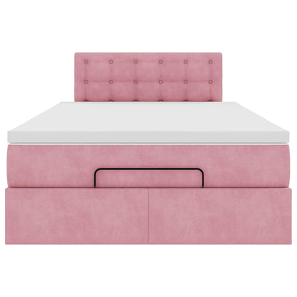 Ottoman bed met matras en LED's 120x200cm fluweel roze